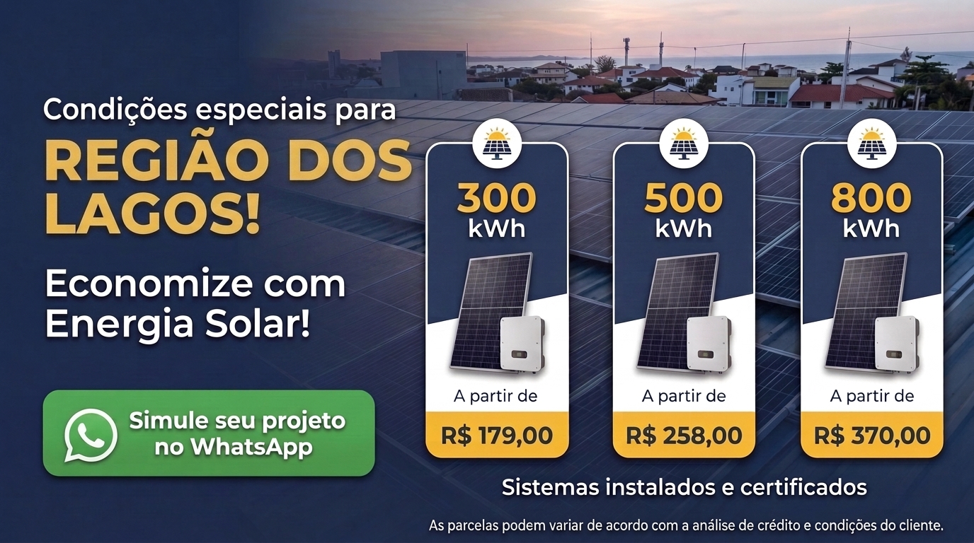 Condições especiais para a Região dos Lagos — simule seu projeto de energia solar no WhatsApp
